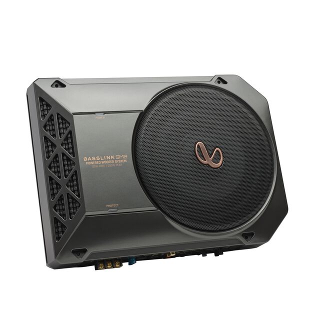 BassLink SM2 - Black - Add high-performance bass with a low-profile woofer enclosure - Powered, 8" (200mm) compact car audio under seat woofer system - Detailshot 2